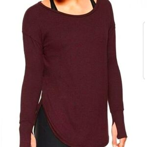 Athleta Lombard Long Sleeve Top Auberge Heather Red, Size M